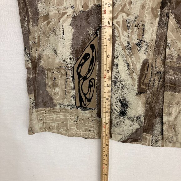 Vintage All that Jazz Brown Gray Abstract Artsy Soft Rayon Midi Dress Medium - Picture 6 of 13